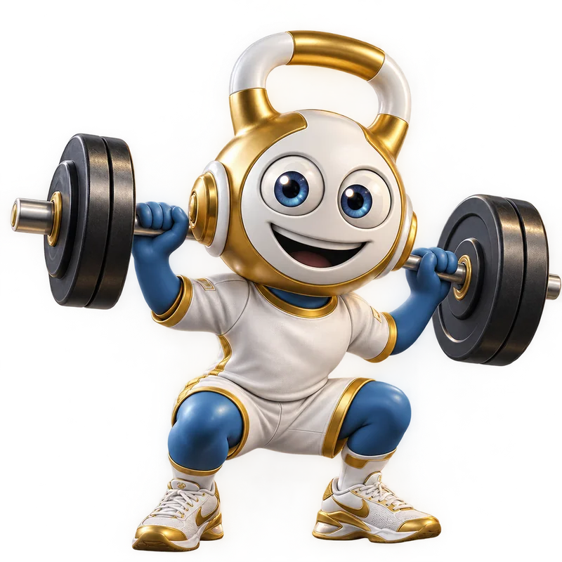 Mascotte MC Coach Sportif réalisant un squat